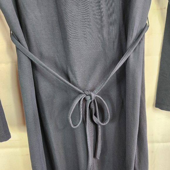 Garnet Hill Turtleneck Preppy Fall Work Casual Knit Midi Dress Navy Blue Medium - Picture 6 of 12